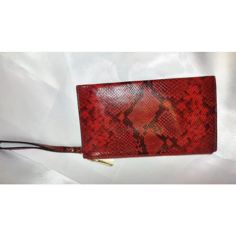Michael Kors Leather Snakeskin Jet Set LG Zip Clutch